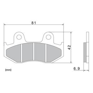 Zavorne ploščice NISSIN pol-kovinske zmesi 81x42x6,9 mm 2 kos