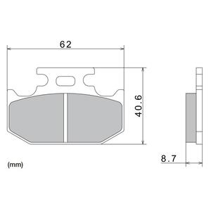 Zavorne ploščice NISSIN pol-kovinska zmes 62x40,6x8,7 mm 2 kos
