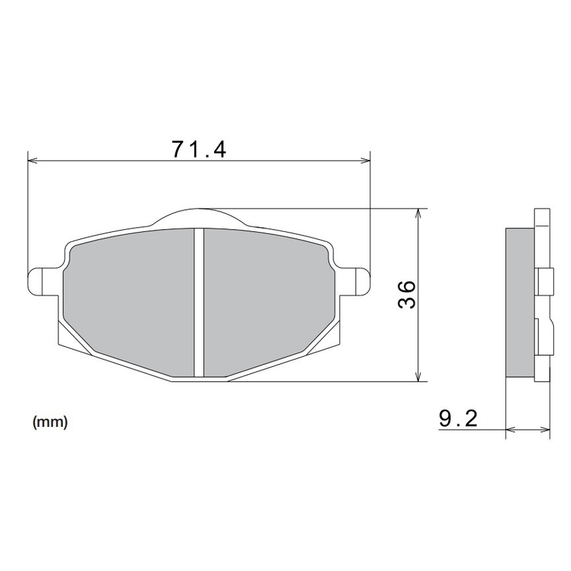 Zavorne ploščice NISSIN pol-kovinska zmes 71,4x36x9,2 mm 2 kosa