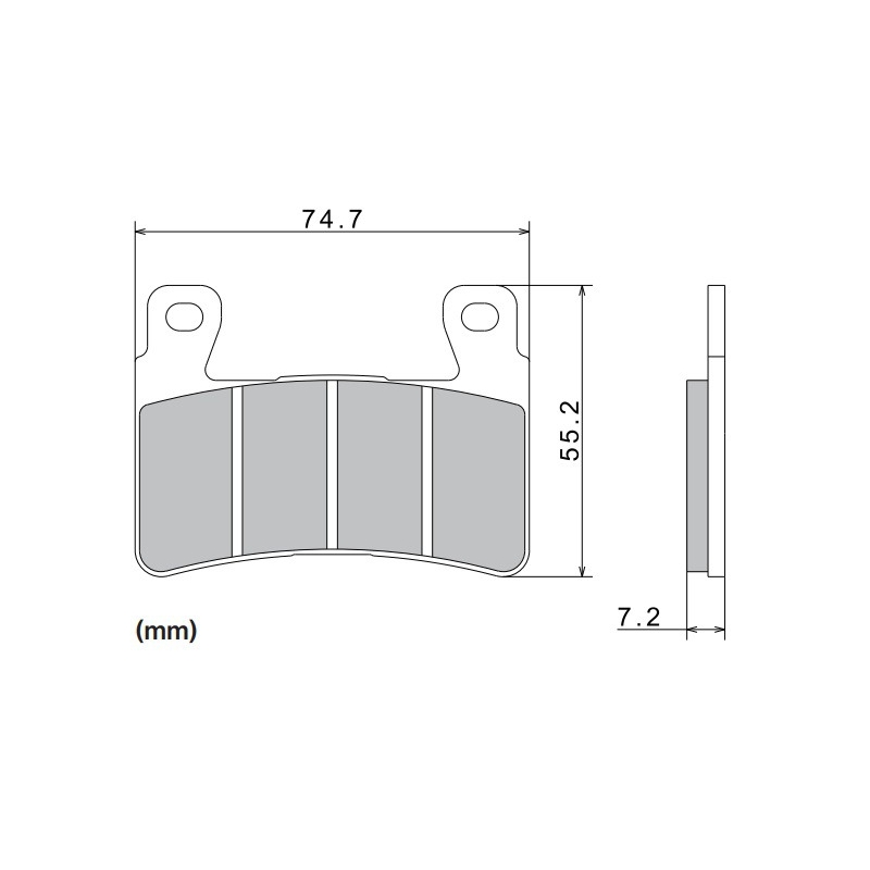 Zavorne ploščice NISSIN pol-kovinske zmesi 74,7x55,2x7,2 mm 2 kosa