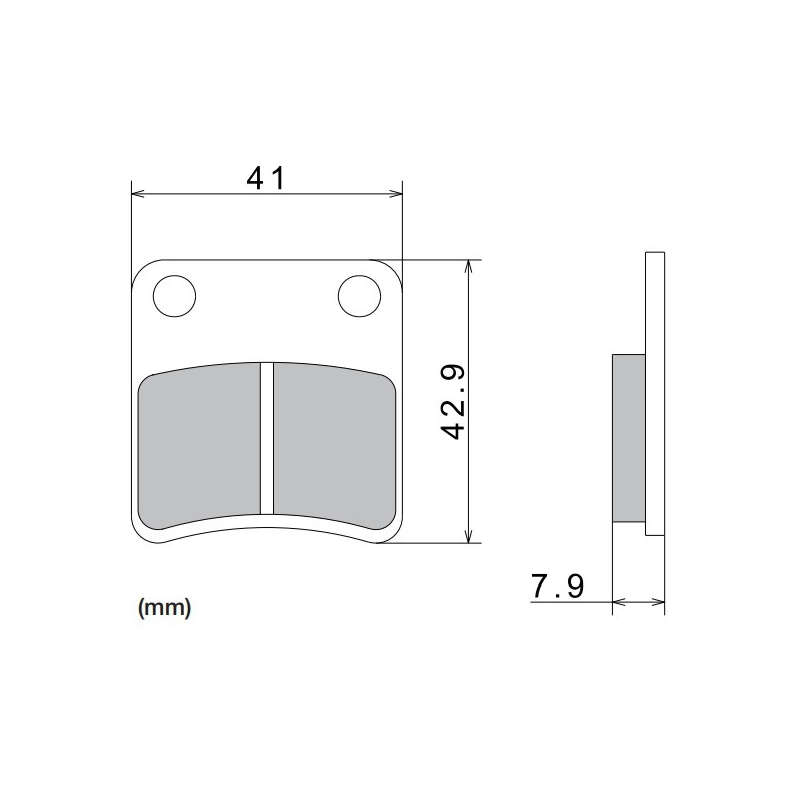 Zavorne ploščice NISSIN pol-kovinska zmes 41x42,9x7,9 mm 2 kos