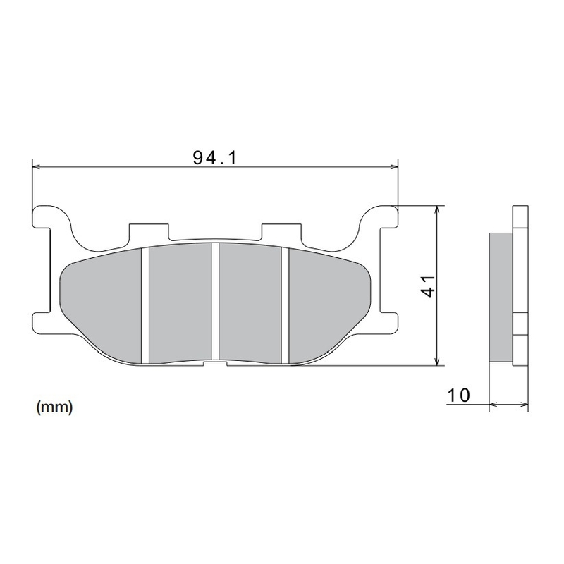 Zavorne ploščice NISSIN pol-kovinske zmesi 94,1x41x10 mm 2 kos