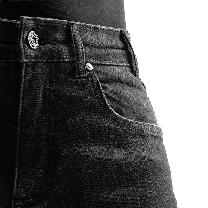 Rebelhorn klasične enoslojne motoristične kavbojke Short, oprane črne barve