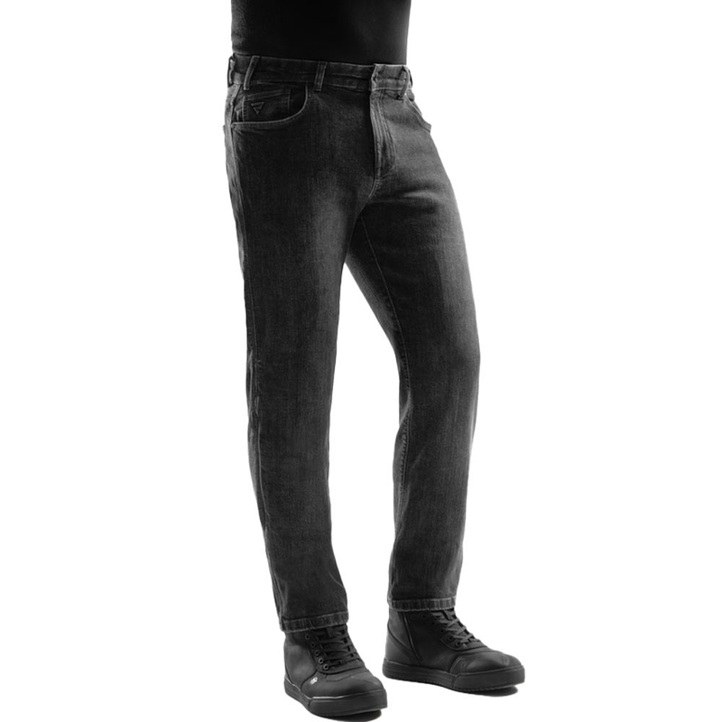 Rebelhorn klasične enoslojne ekstra skrajšane motoristične kavbojke, oprane črne barve