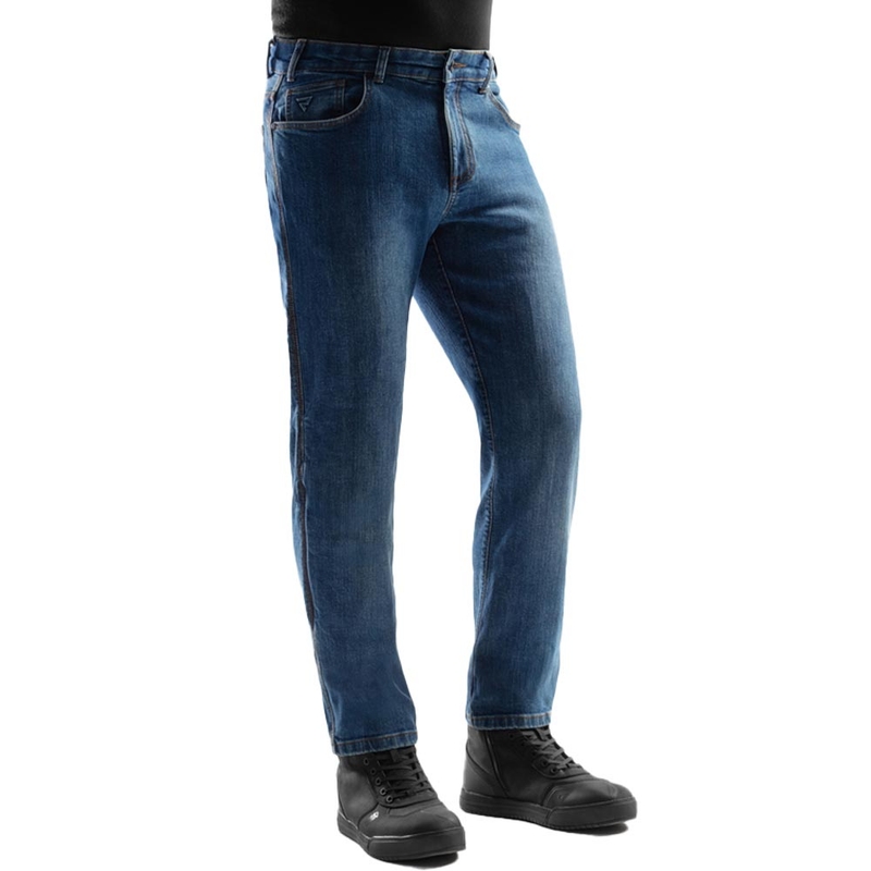 Rebelhorn klasične enoslojne motoristične kavbojke, prane modre barve