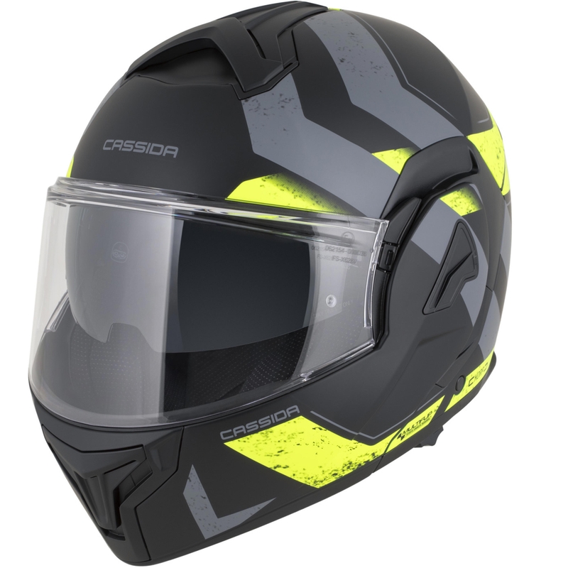 Cassida MultiFlip Korp preklopna motoristična čelada mat črno-fluo rumeno-siva