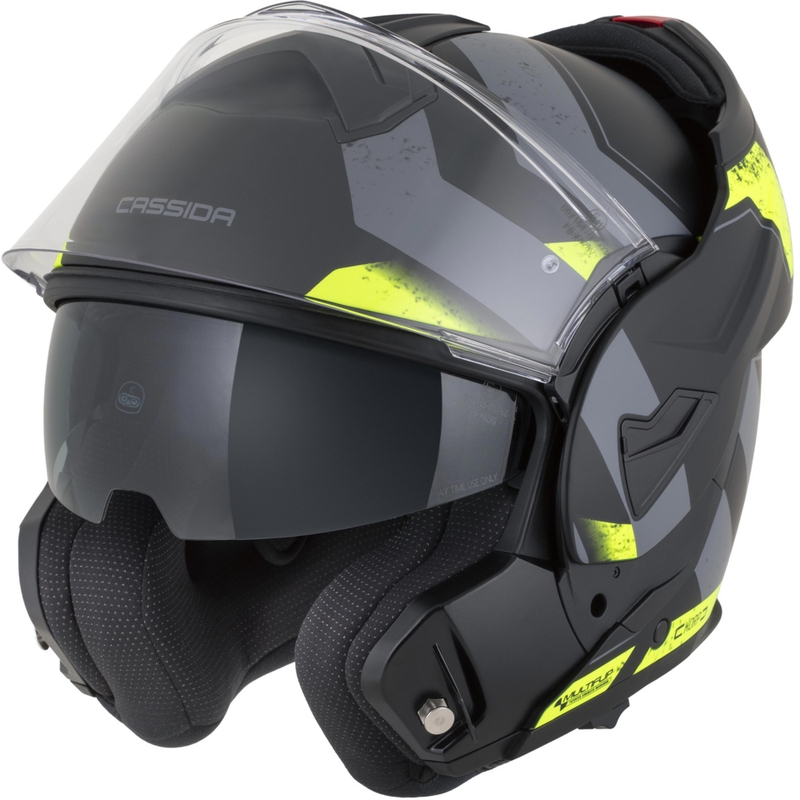 Cassida MultiFlip Korp preklopna motoristična čelada mat črno-fluo rumeno-siva