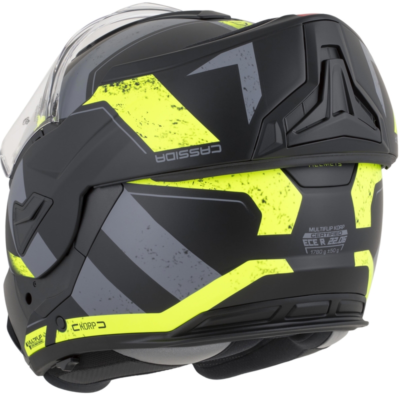 Cassida MultiFlip Korp preklopna motoristična čelada mat črno-fluo rumeno-siva