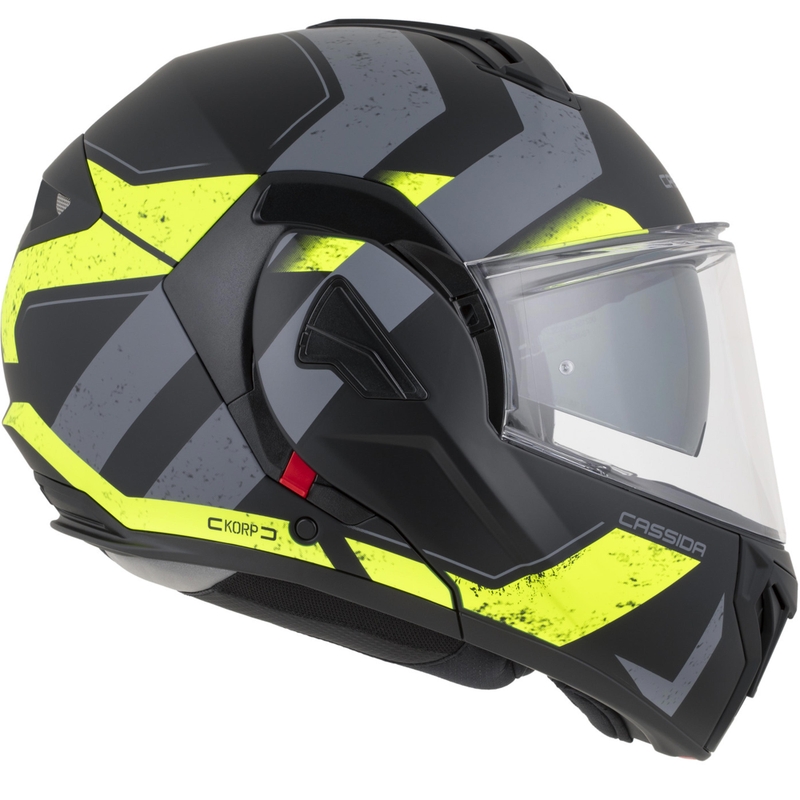 Cassida MultiFlip Korp preklopna motoristična čelada mat črno-fluo rumeno-siva