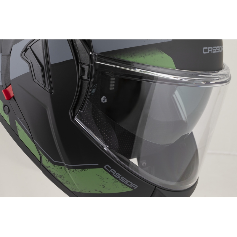 Cassida MultiFlip Korp preklopna motoristična čelada mat črno-zeleno-siva