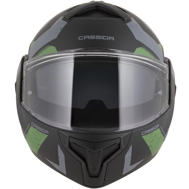 Cassida MultiFlip Korp preklopna motoristična čelada mat črno-zeleno-siva
