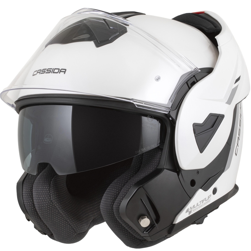 Cassida MultiFlip Solid preklopna motoristična čelada biserno bela-črna