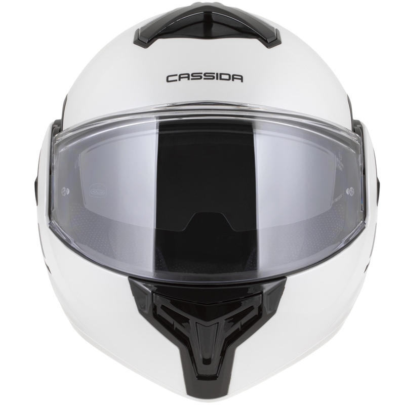 Cassida MultiFlip Solid preklopna motoristična čelada biserno bela-črna