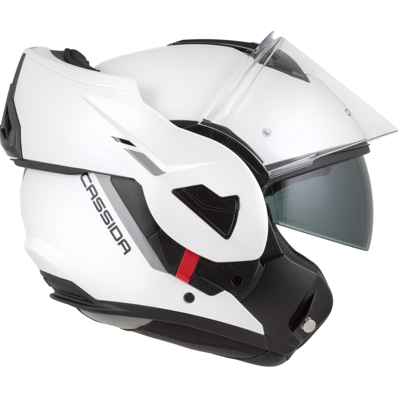 Cassida MultiFlip Solid preklopna motoristična čelada biserno bela-črna