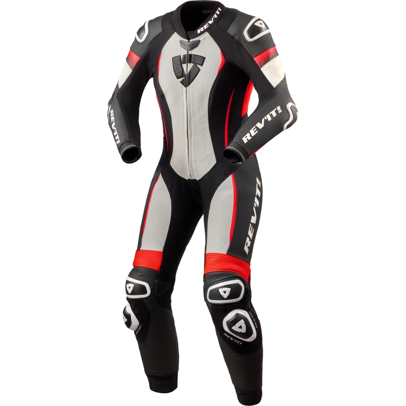 Ženski motoristični kombinezon Revit Xena 4, belo-fluo rdeč