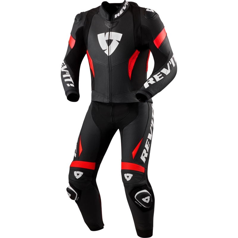 Dvodelni motoristični kombinezon Revit Argon 3 črno-fluo rdeč