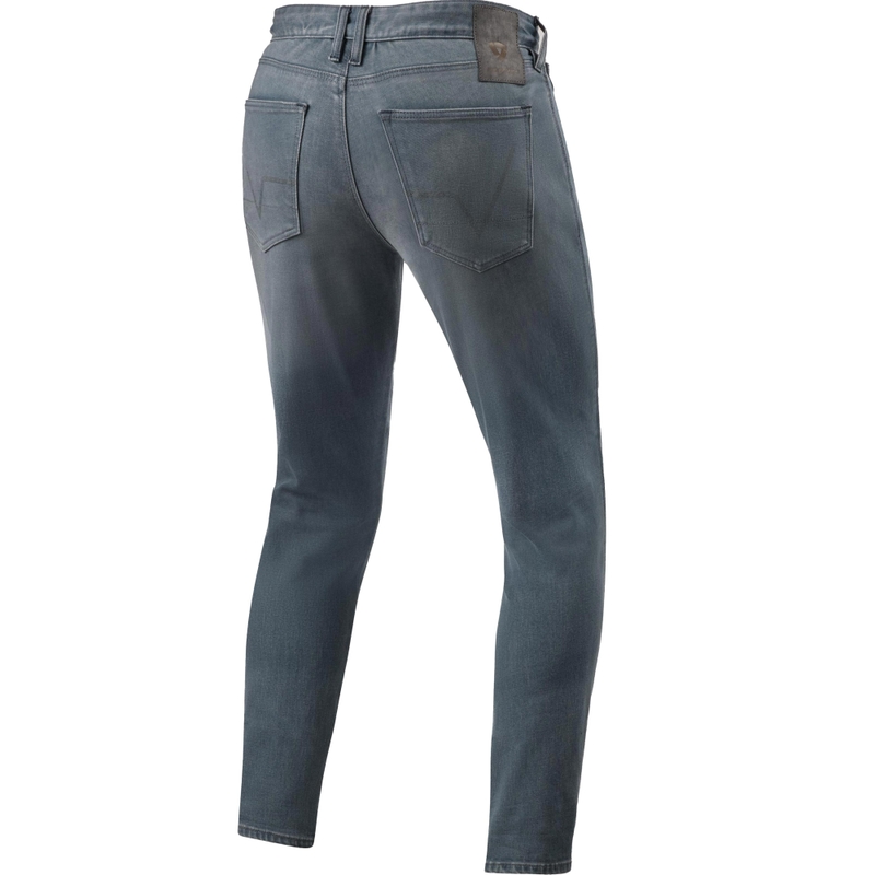 Revit Carlin SK Extra skrajšane motoristične kavbojke, oprane, srednje sive