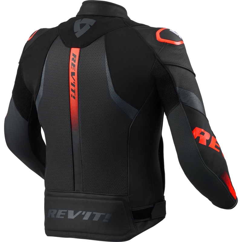Usnjena motoristična jakna Revit Hyperspeed 3 Air črno-fluo rdeča