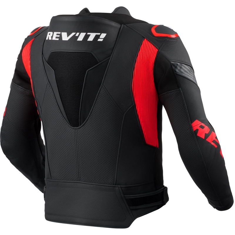 Usnjena motoristična jakna Revit Argon 3 PRO črno-fluo rdeča
