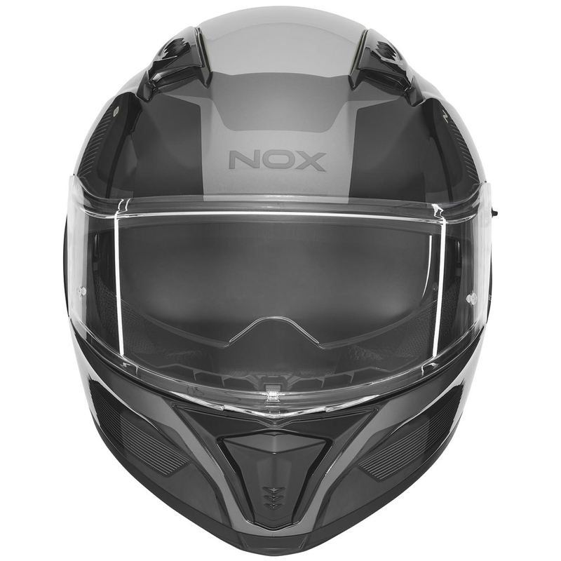 NOX N402 Mentor motoristična čelada z integriranim obrazom, črno-srebrna