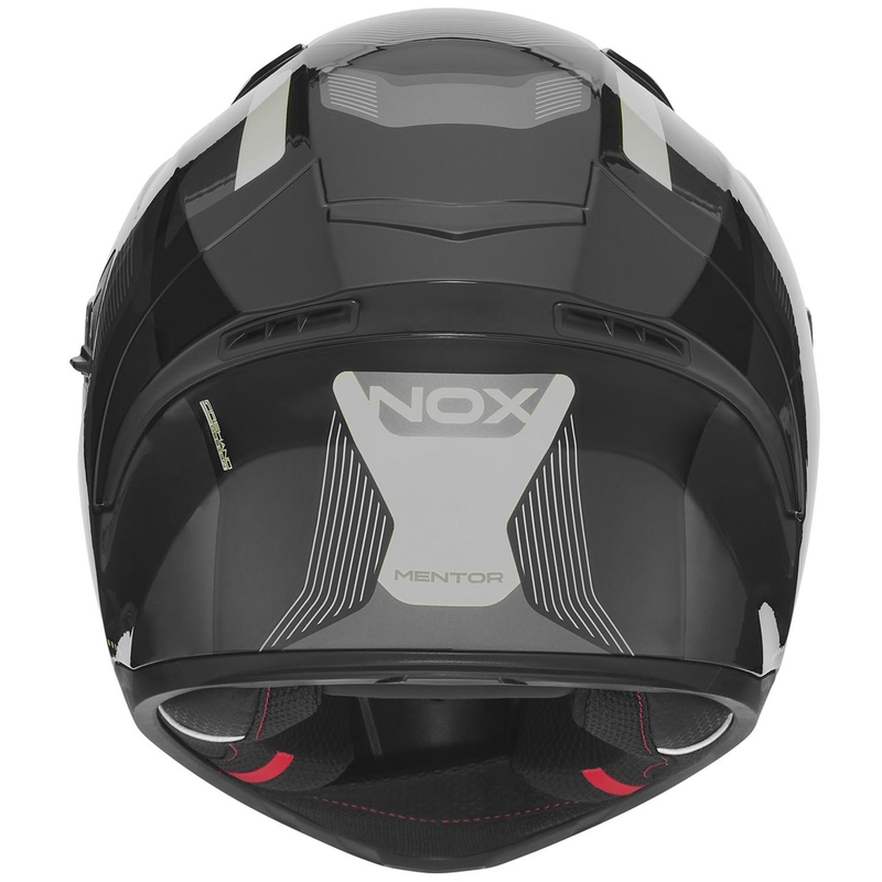 NOX N402 Mentor motoristična čelada z integriranim obrazom, črno-srebrna