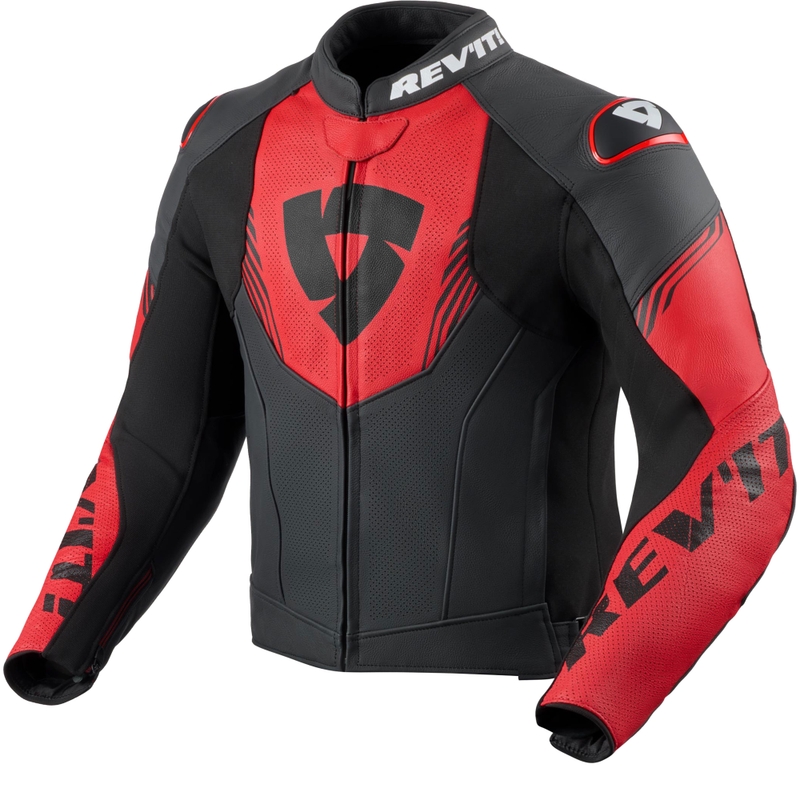 Revit Argon 3 črno-fluo rdeča usnjena motoristična jakna