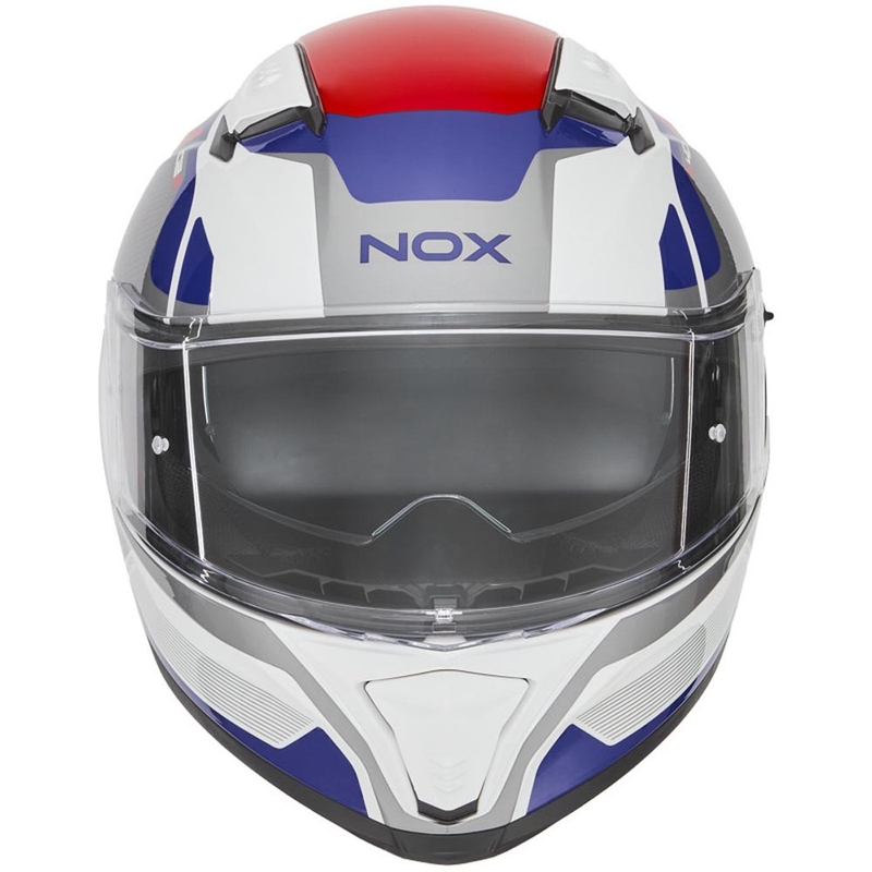 Motoristična čelada NOX N402 Mentor, belo-modro-rdeča