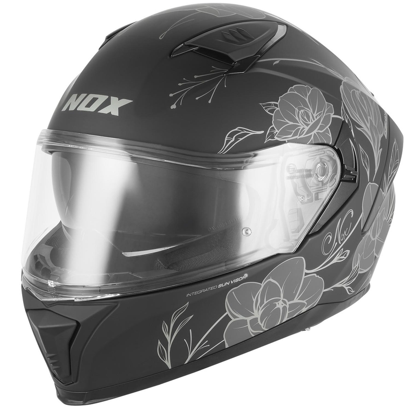 Motoristična čelada NOX N402 Spring, mat črno-srebrna