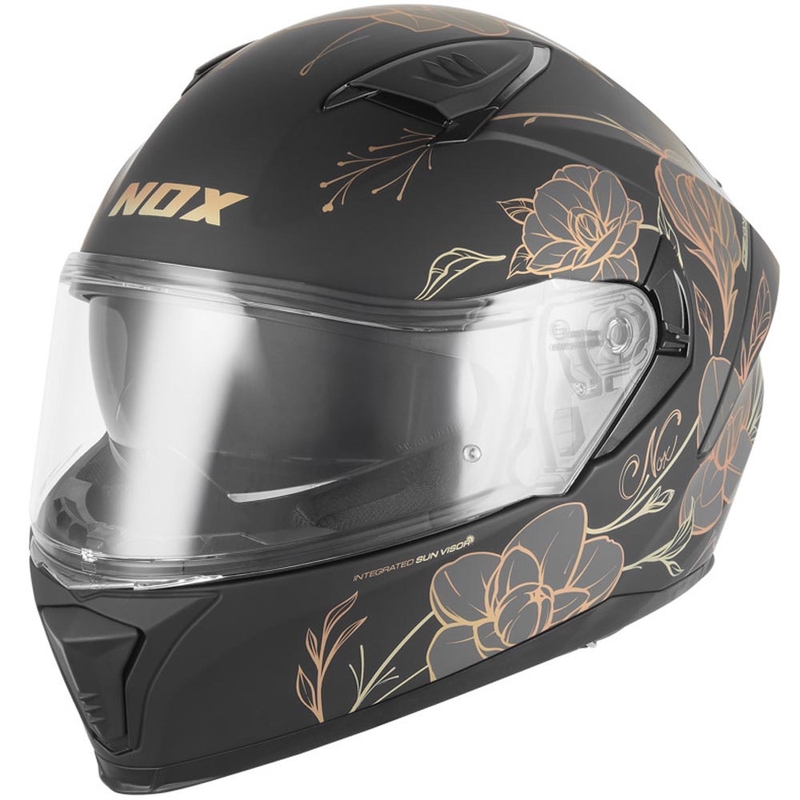 Motoristična čelada NOX N402 Spring, mat črno-zlata