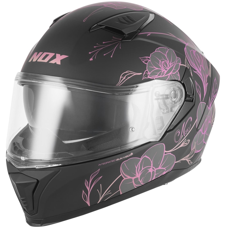 Motoristična čelada NOX N402 Spring, mat črno-roza
