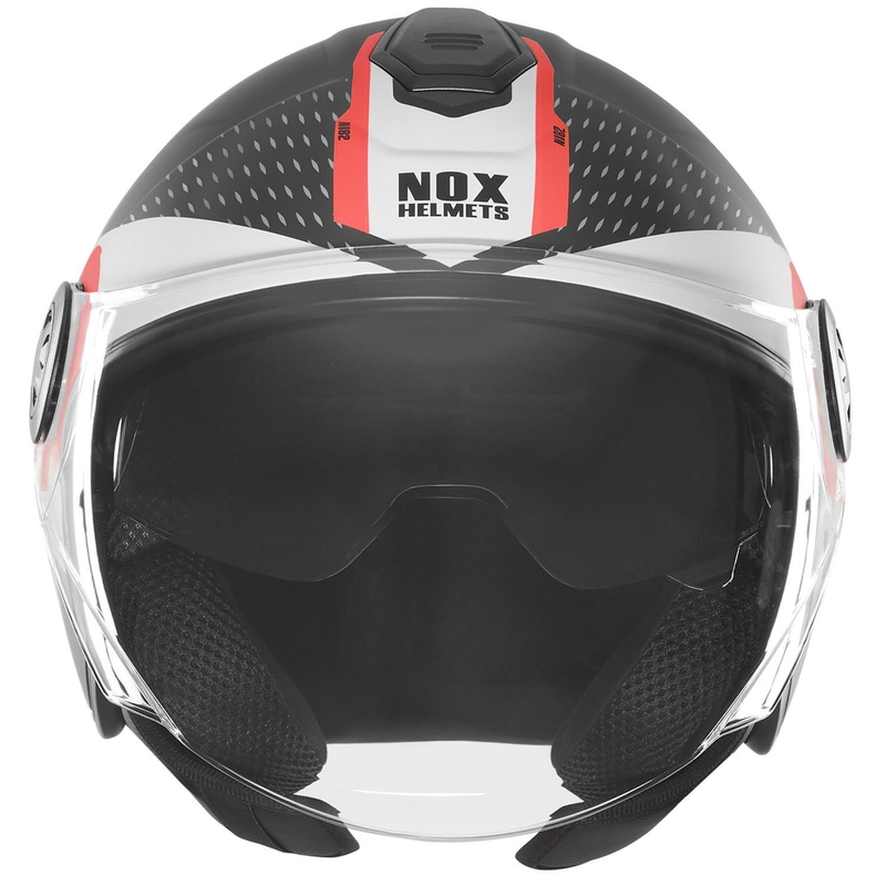 Odprta motoristična čelada NOX N182 Okrogla mat črno-rdeča