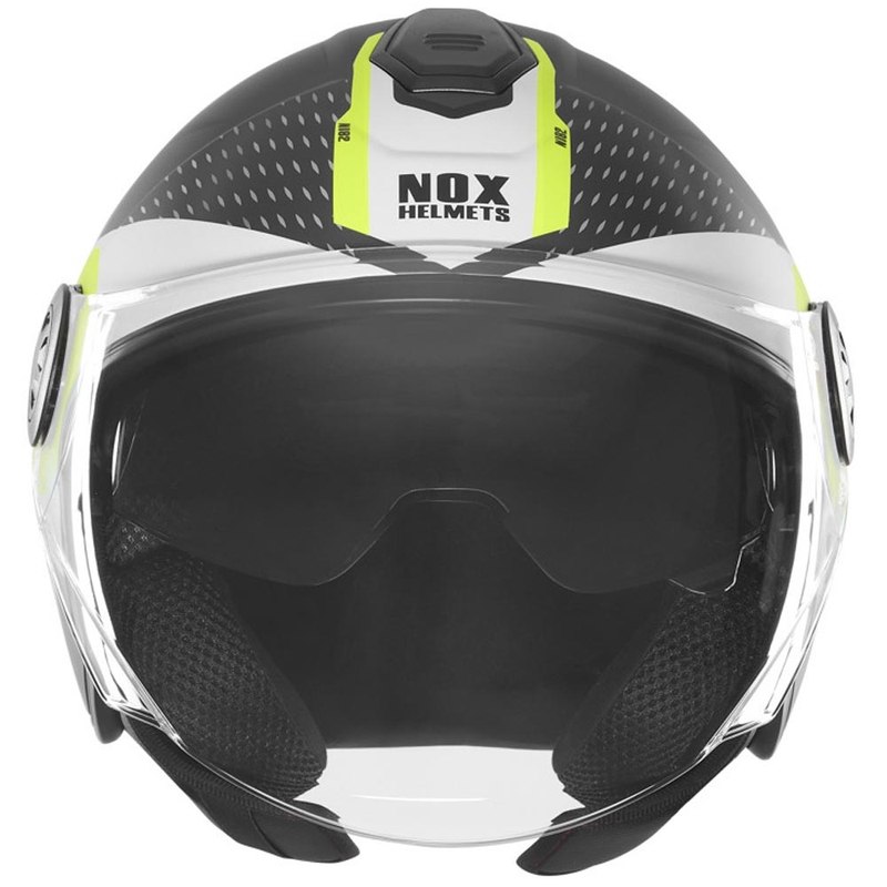 Odprta motoristična čelada NOX N182 okrogla mat črno-fluo rumena