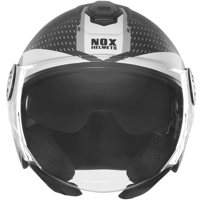 Odprta motoristična čelada NOX N182 Okrogla mat črno-srebrna