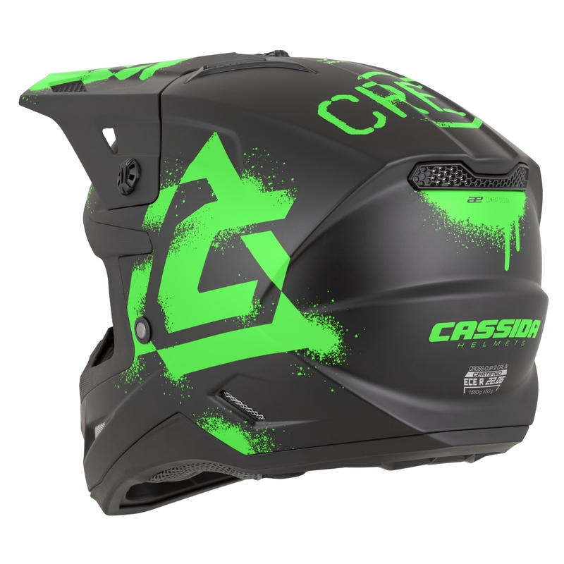 Motokros čelada Cassida Cross Cup 2 Crew mat črno-fluo zelena