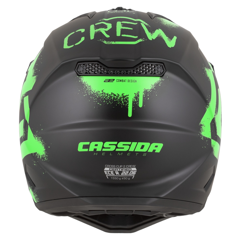 Motokros čelada Cassida Cross Cup 2 Crew mat črno-fluo zelena