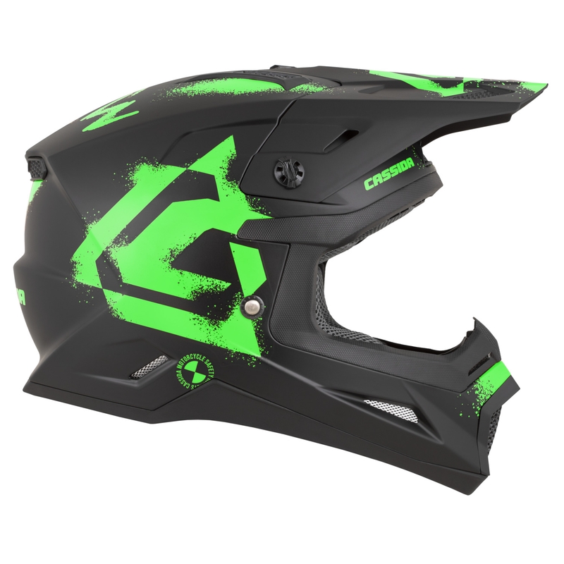 Motokros čelada Cassida Cross Cup 2 Crew mat črno-fluo zelena
