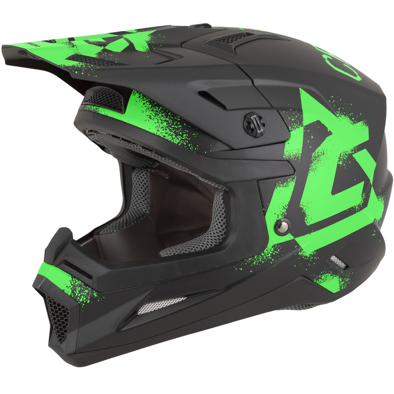 Motokros čelada Cassida Cross Cup 2 Crew mat črno-fluo zelena