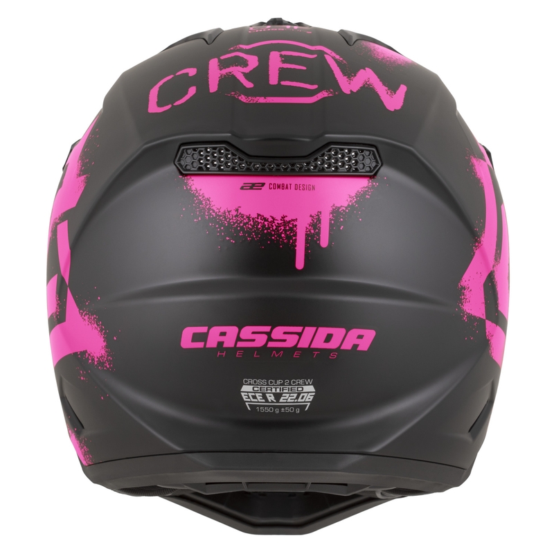 Motokros čelada Cassida Cross Cup 2 Crew mat črno-fluo roza