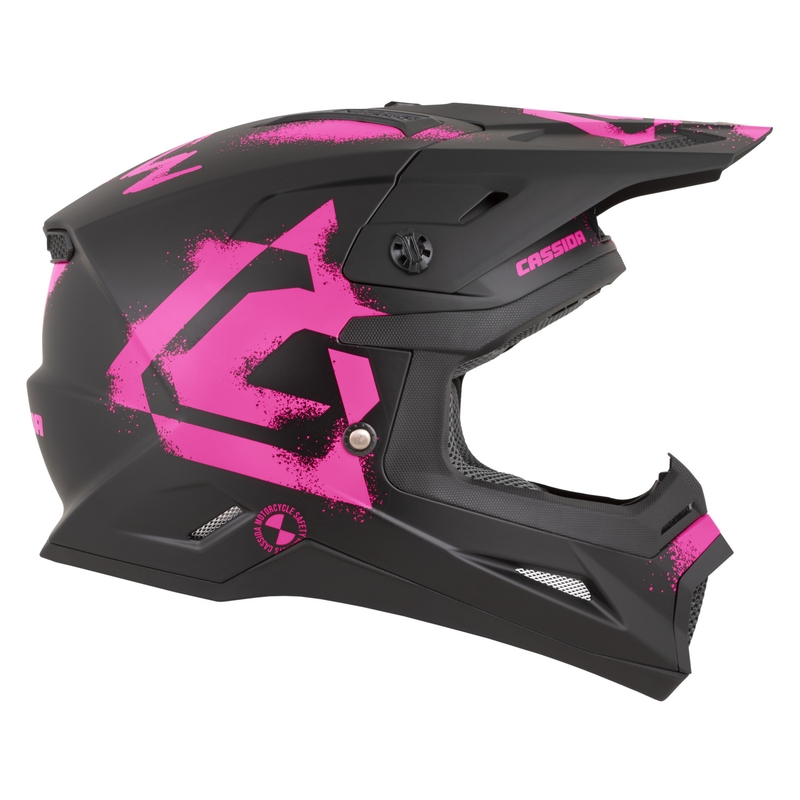 Motokros čelada Cassida Cross Cup 2 Crew mat črno-fluo roza