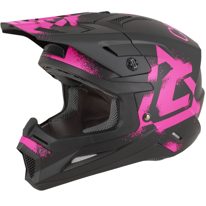 Motokros čelada Cassida Cross Cup 2 Crew mat črno-fluo roza