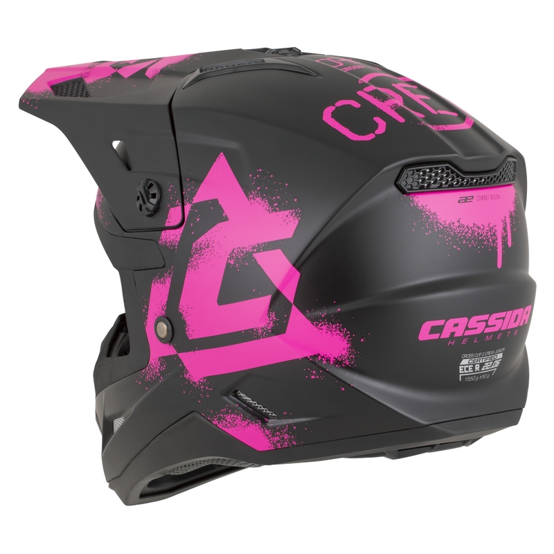 Otroška motokros čelada Cassida Cross Cup 2 Crew Junior mat črno-fluo roza