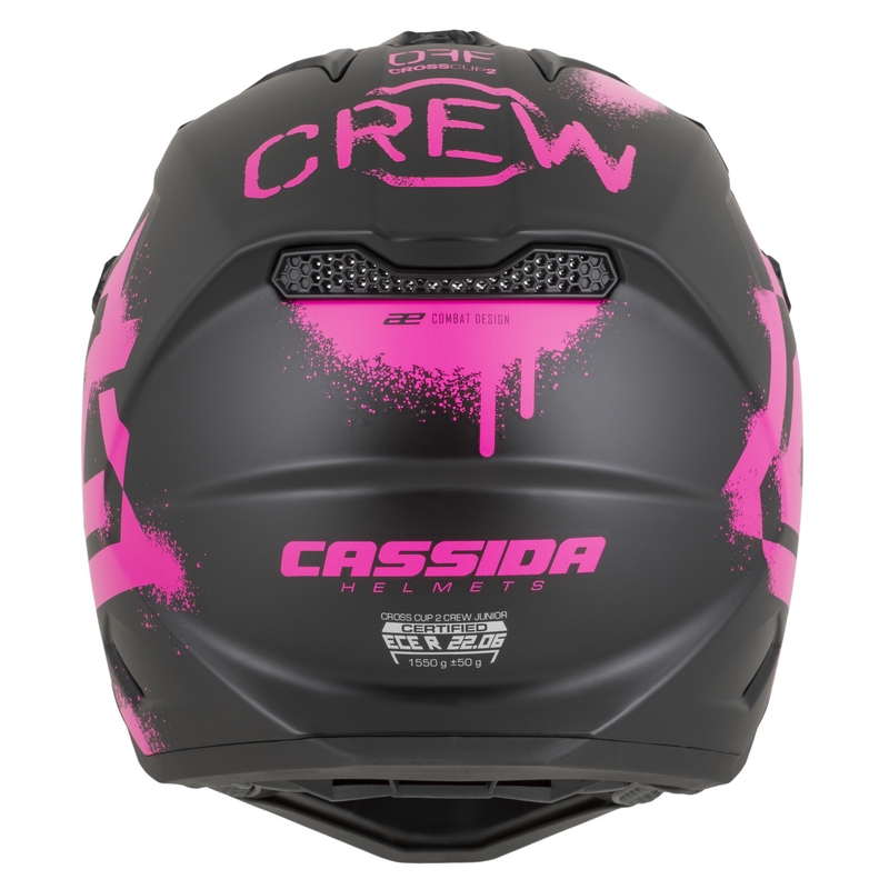 Otroška motokros čelada Cassida Cross Cup 2 Crew Junior mat črno-fluo roza