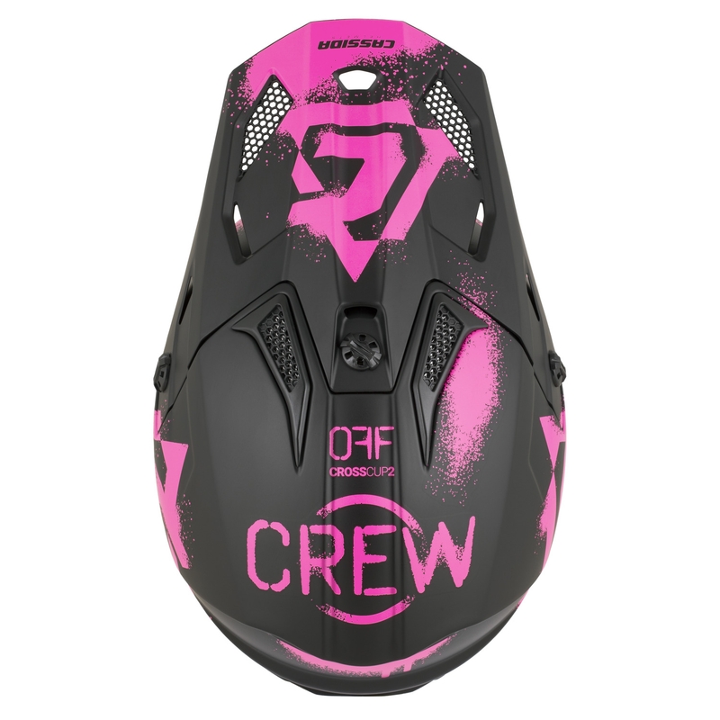 Otroška motokros čelada Cassida Cross Cup 2 Crew Junior mat črno-fluo roza