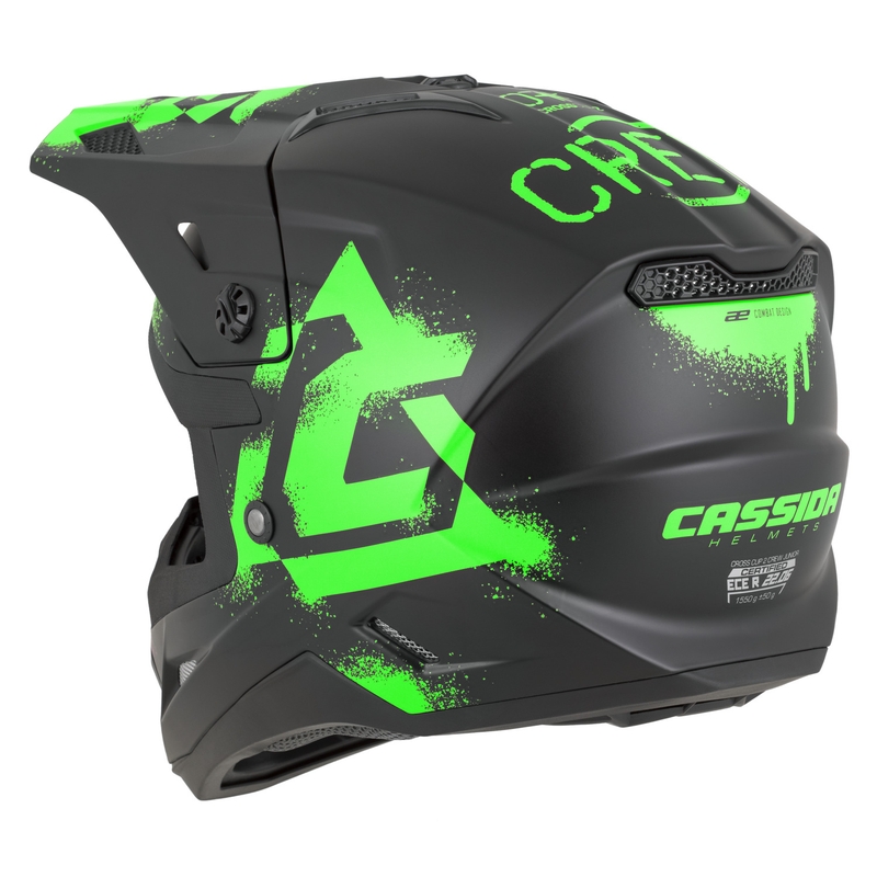 Otroška motokros čelada Cassida Cross Cup 2 Crew Junior mat črno-fluo zelena