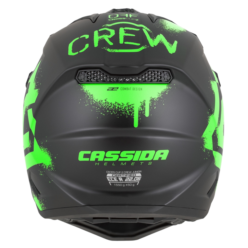 Otroška motokros čelada Cassida Cross Cup 2 Crew Junior mat črno-fluo zelena