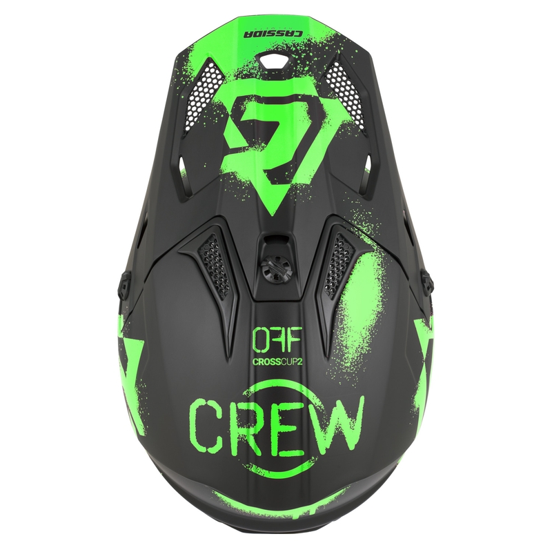 Otroška motokros čelada Cassida Cross Cup 2 Crew Junior mat črno-fluo zelena
