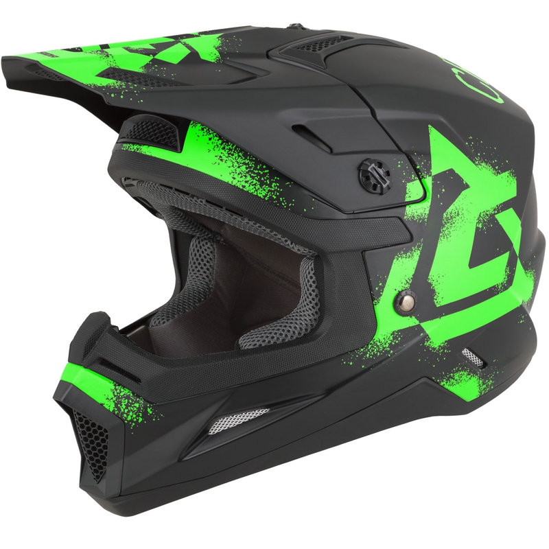 Otroška motokros čelada Cassida Cross Cup 2 Crew Junior mat črno-fluo zelena