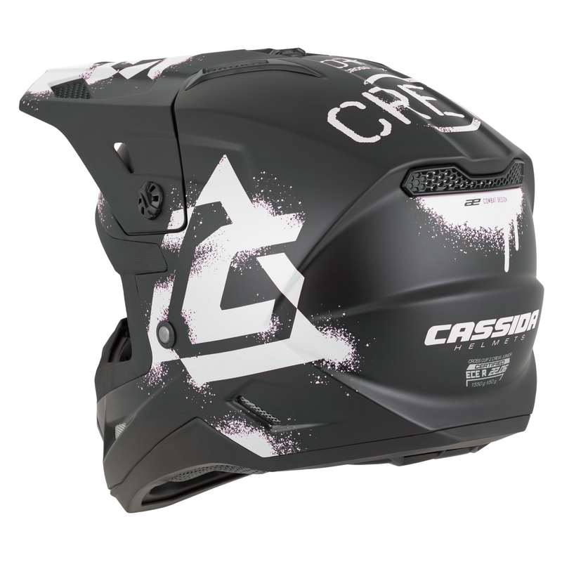 Otroška motokros čelada Cassida Cross Cup 2 Crew Junior mat črno-bela