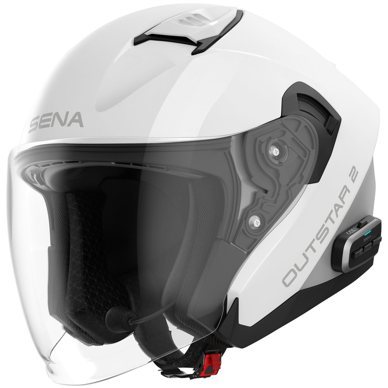 SENA Outstar 2 odprta motoristična čelada s slušalkami, sijajno bela