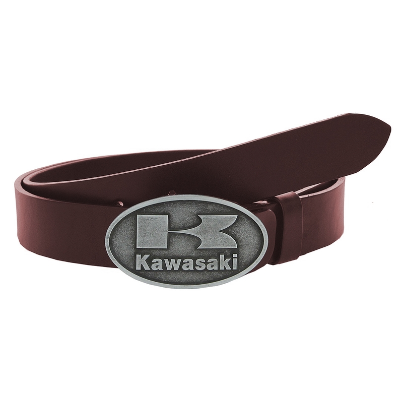 Usnjen moto pas z zaponko Kawasaki rjav
